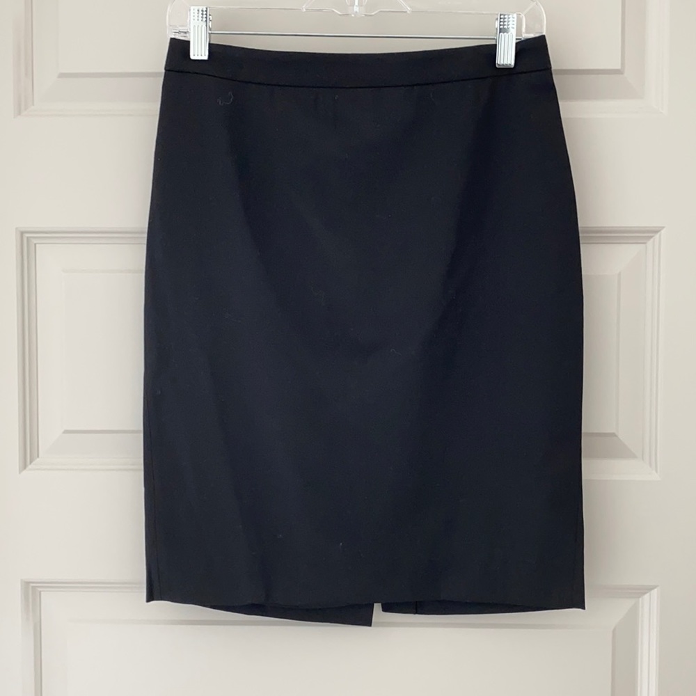 J Crew super 120’s black wool pencil skirt